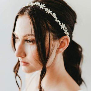 SWEETV Rhinestone Wedding Headband for Women, Gold